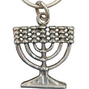 Sterling Silver MENORAH charm pendant New vintage Judaica Israel Holy Land